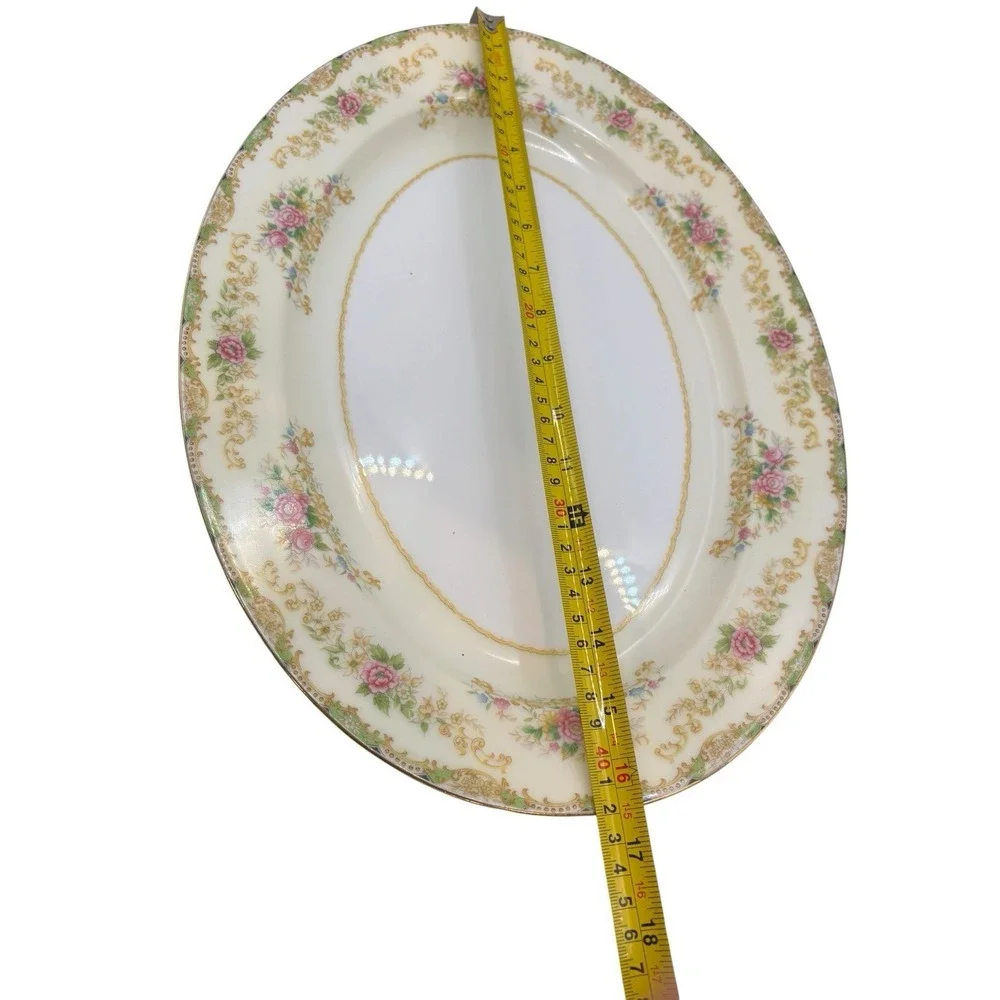Vintage‎ Noritake Japan Pink Rose Gold Oval Serving Platter